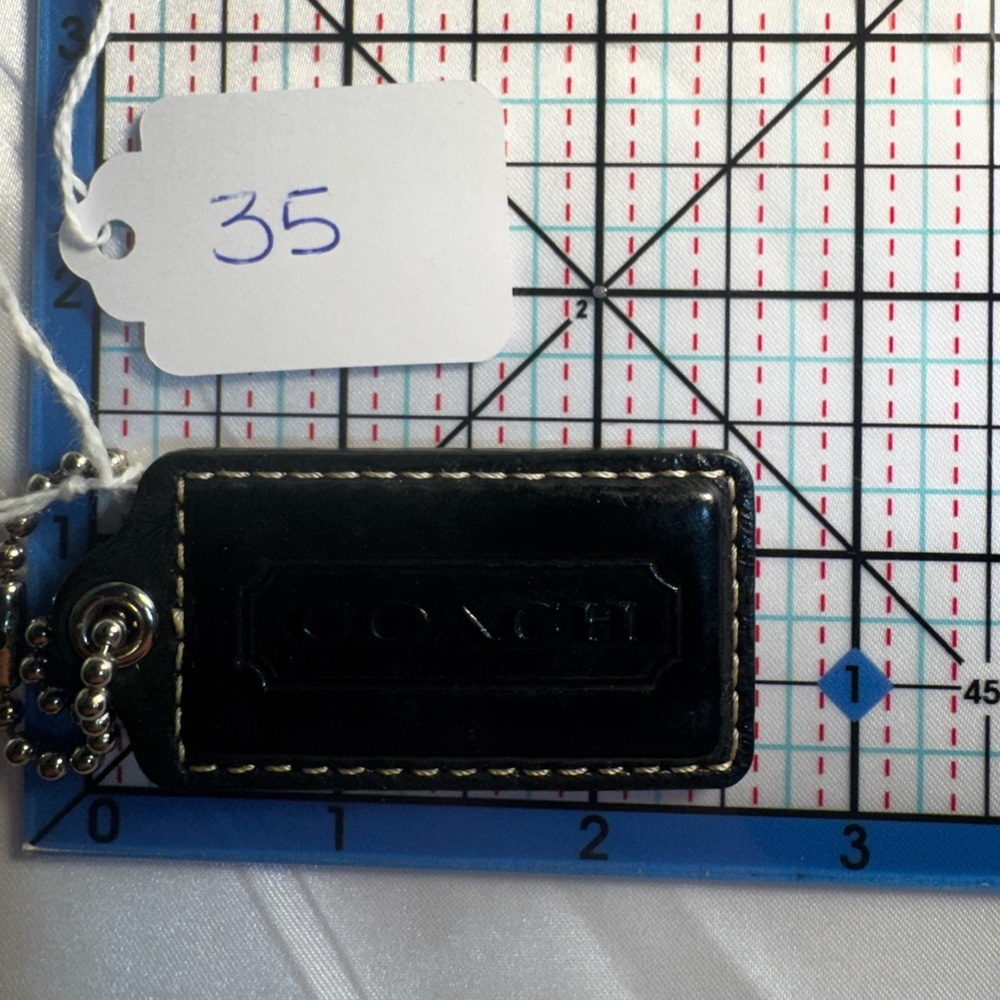 Coach Black Leather Keychain